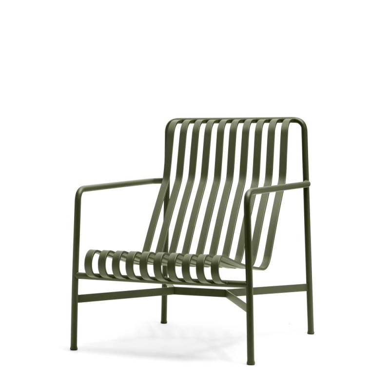 PALISSADE HIGH LOUNGE CHAIR - OLIJFGROEN