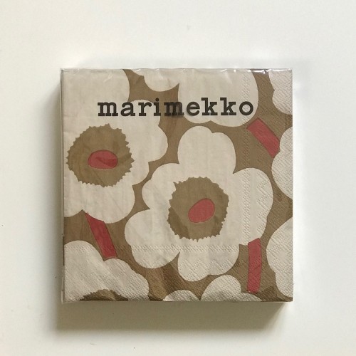 MARIMEKKO PAPER NAPKIN - LARGE - UNIKKO DARK CREAM RED