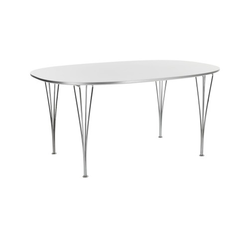 B613 SUPERELLIPSE TABLE - WHITE LAMINATE/CHROME