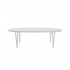 SUPER ELLIPTICAL B614 TABLE - WHITE LAMINATE/CHROME