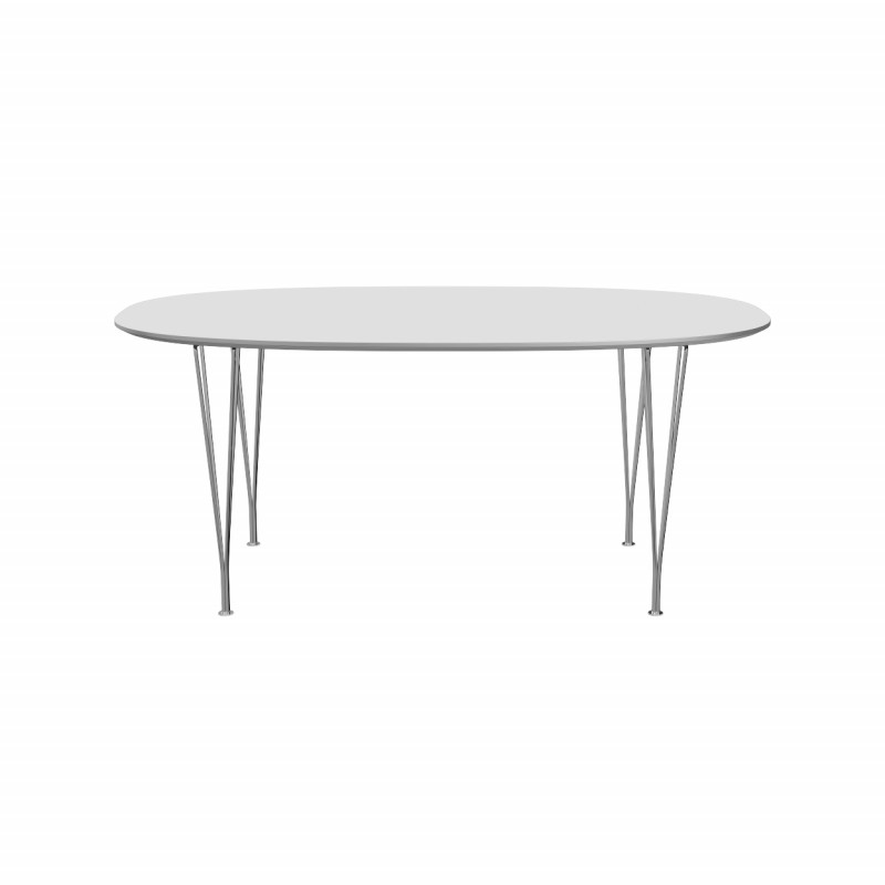 B616 SUPERELLIPSE TABLE - WHITE LAMINATE/CHROME