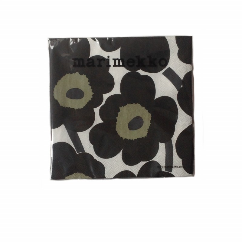 MARIMEKKO SERVIETTE EN PAPIER - GRAND - UNIKKO BLANC NOIR