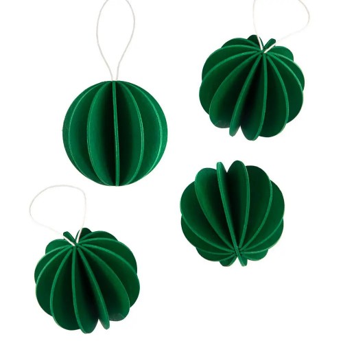 LOVI KERSTBALLEN 6CM - 4/pakket DONKER GROEN