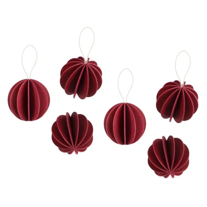 LOVI KERSTBALLEN 4CM - 6/pakket DONKER ROOD