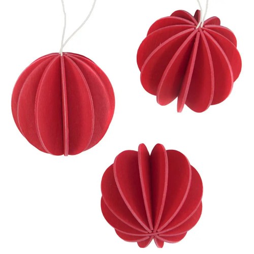LOVI BAUBLES 8CM - 3/pack BRIGHT RED