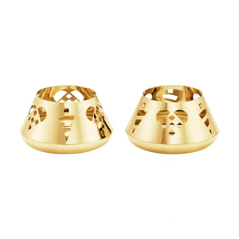 TEALIGHT LANTERNS 2PCS - GOLD PLATED BRASS